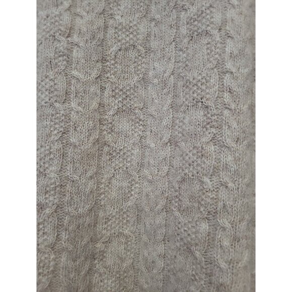 Jeanne Pierre Cable Knit Sweater Lambs Wool Angora Turtleneck Oatmeal Small - Picture 3 of 7